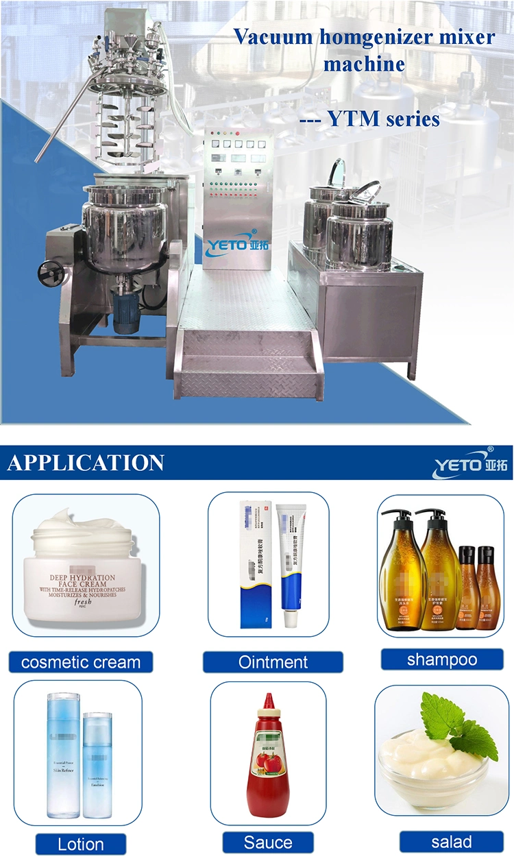 200L Lifting Vacuum Emulsifier Homogenizing Mixer Machine for Making Cosmetics Cream Lotion Shampoo