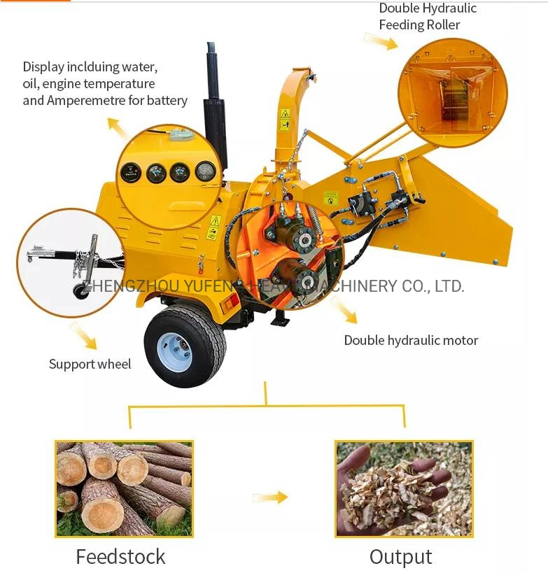 40HP Wood Chipper Mobile Diesel Engine Crusher Shredder Machine